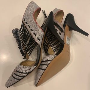 NWT LAMB heels black white with red detail size 10